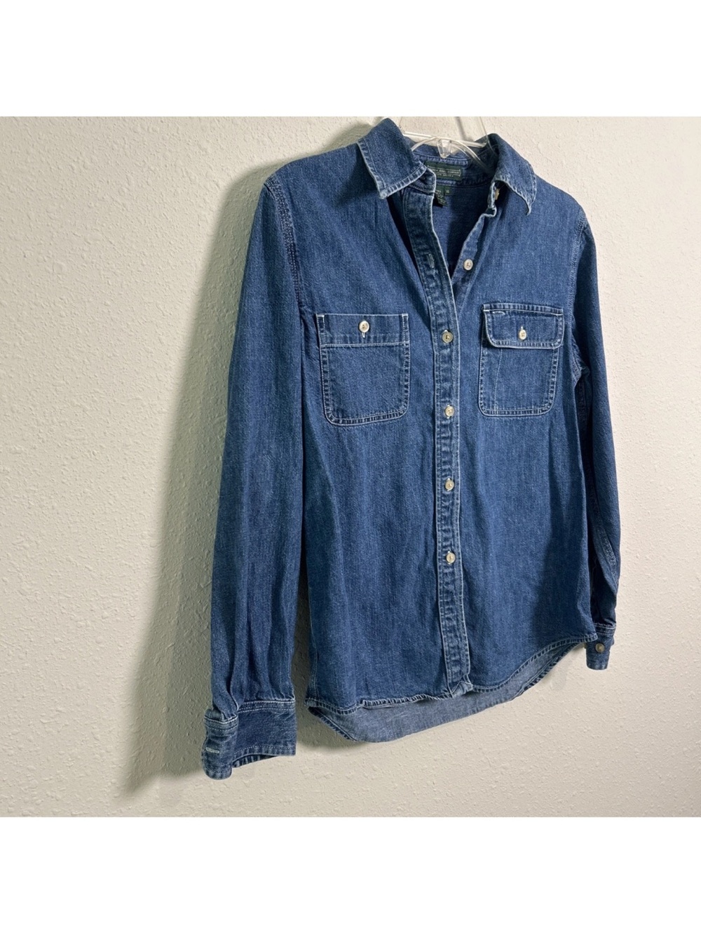 Ralph Lauren Women’s XS Casual Blue Denim Long Sleeve Button Up Shirt Cowgirl - Picture 8 of 16